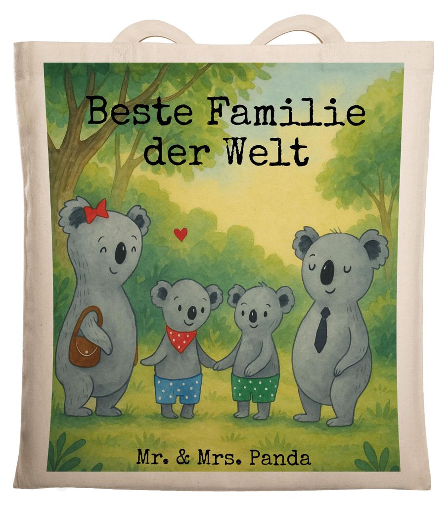 Mr. & Mrs. Panda Shopping Tasche Koala Familie zwei Design - Weiß - Geschenk, Koalabär, Zusammen, Tote Bag, Laptoptasche, Jutebeutel, Muttertag, ...