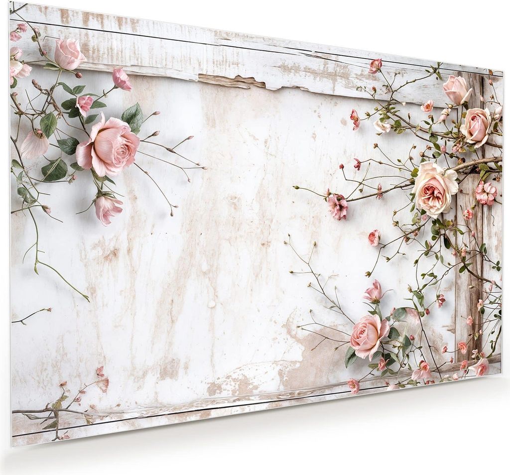 Glasbild 45x30cm in XXL für Wohnzimmer, Schlafzimmer Motiv Rosenblüten Eleganz