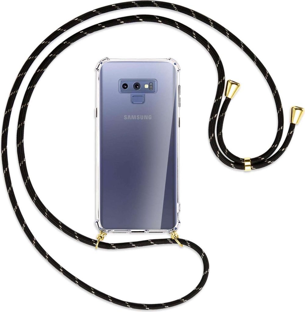 Handykette Backcover-Schutzhülle mit Band (Metall goldfarben) für Samsung Galaxy Note 9 - schwarz/gold