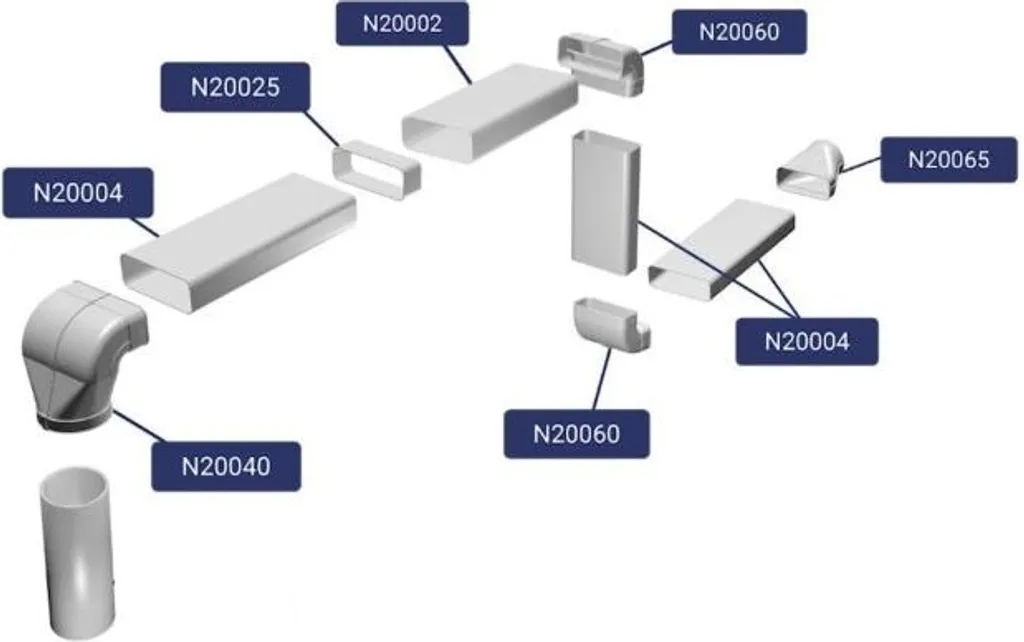 OptimAIRo 150 Coude horizontal 45° pour installation de hotte N20057