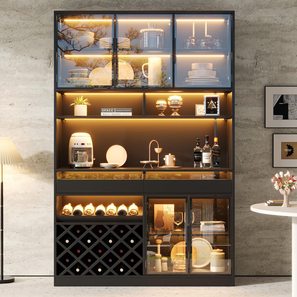 Flieks Vitrine mit Weinregal & Weinglashalter, Glasvitrine Produktbild 