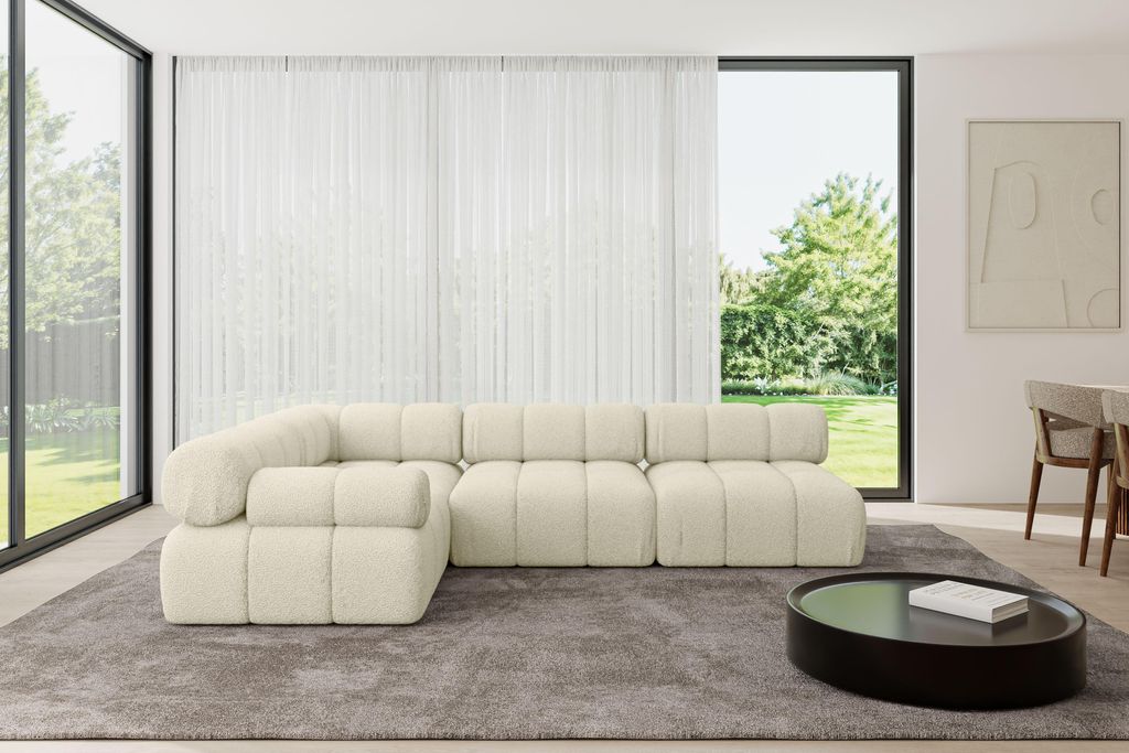 ALTDECOR Modulares Sofa Ecksofa in L-Form - Mende-L2 - 285x190x70 cm Beige Corner modular Sofa Eckcouch Couch Wohnlandschaft Cauchsofa Polstersofa