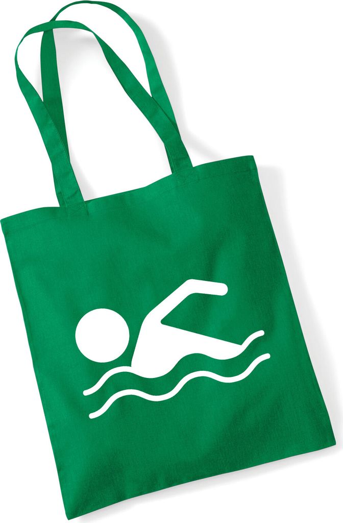 Huuraa Jutebeutel Schwimmen Silhouette 10 Liter Kelly Green Baumwolle Tasche Geschenkidee