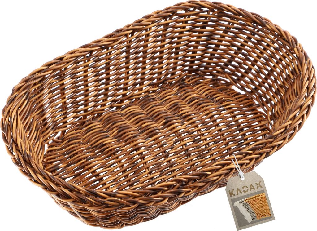 KADAX Geflochtener Korb "Arezzo", Obstkorb, Frühstücks Flechtkorb, Besteckkorb, Braun, Oval