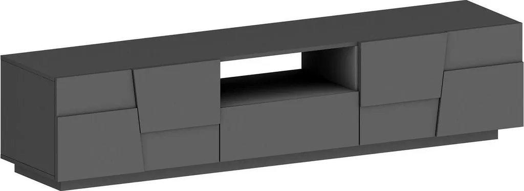 Maestrale - Meuble TV 220x44x46 cm Noir Anthracite avec 2 Étagères