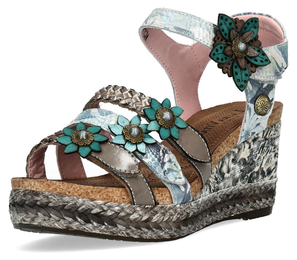Laura Vita Damen Sandalette Plateau Espadrille mit Keilabsatz Facyo 74, Größe:37 EU, Farbe:Grau