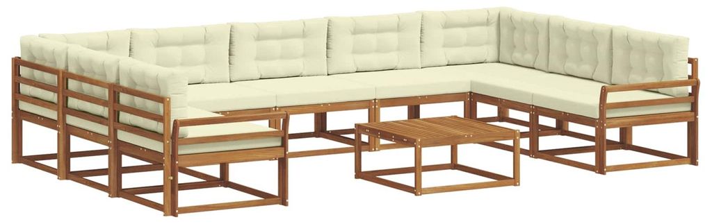 "Rabatt 2026"Outdoor-Sofa garnitur moderne - Balkonmöbel/Gartenlounge-Set - robust und langlebig - mit Kissen 10 pcs Natur und Creme - Gartensofas...