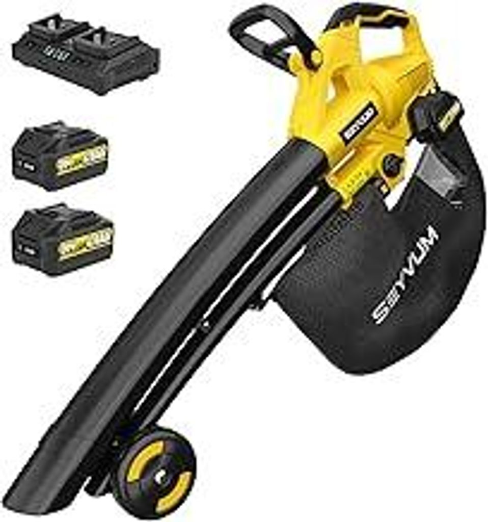 Laubsauger akku,40V Laubbläser Akku 8000 mAh mit Ladegerät,3-in-1 -Laubbläser, Sauger und mulcher,6-Gang Kabellos Laubgebläse,Blasgeschwindigke...