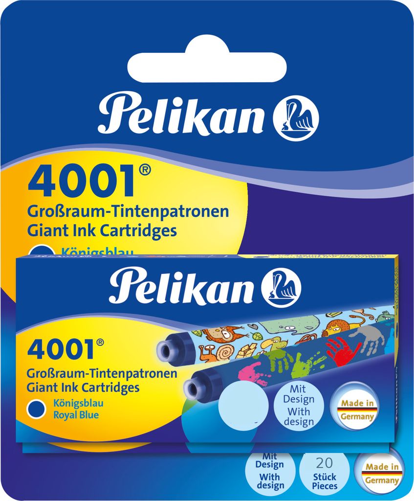 20 Motiv Pelikan Großraum Füllerpatronen / Tintenpatronen / Farbe: königsblau