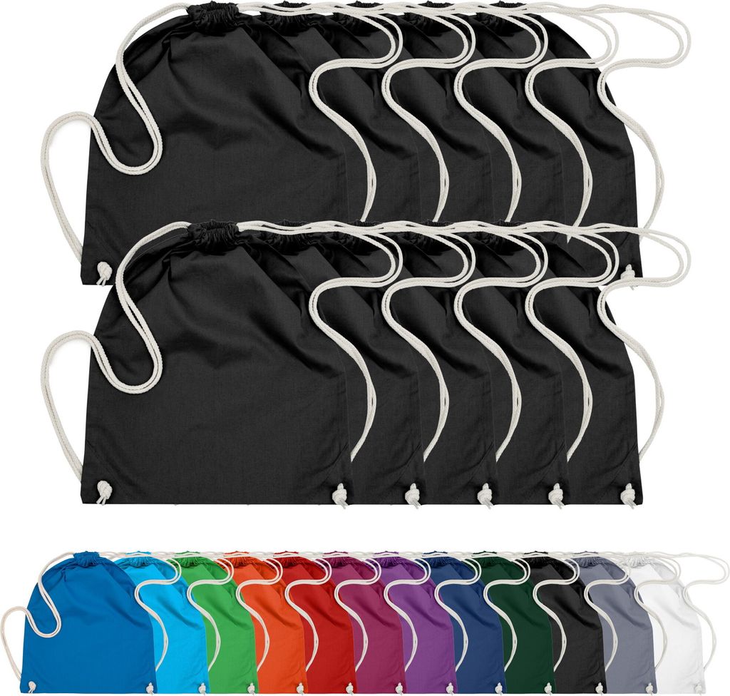 10er PACK Baumwoll Turnbeutel Sportbeutel Zuziehbeutel Sack Produktbild 1