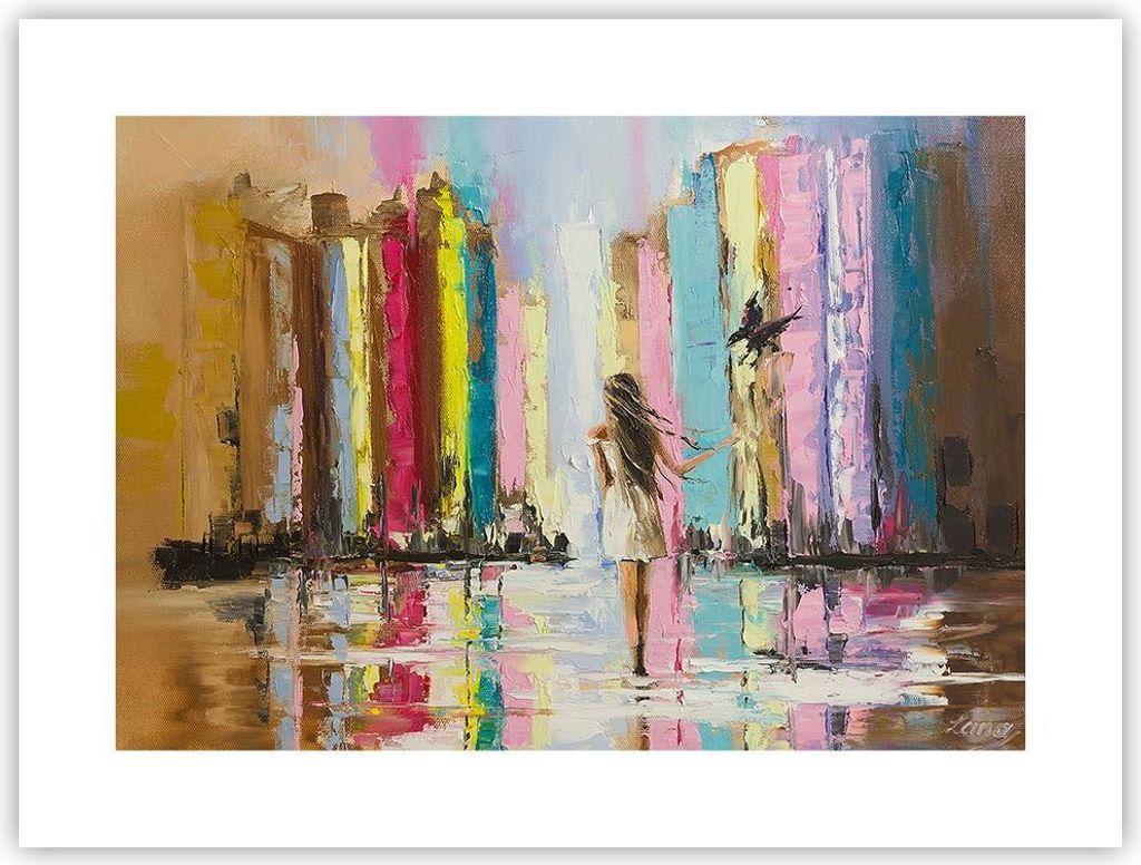 Poster - Poster ohne Rahmen - Mädchen Vogel - 40x30 cm - Wand Bild - Wanddeko - Wandbilder - Kunstposter - Wandposter - Bilder - Kunstdruck - Wand...