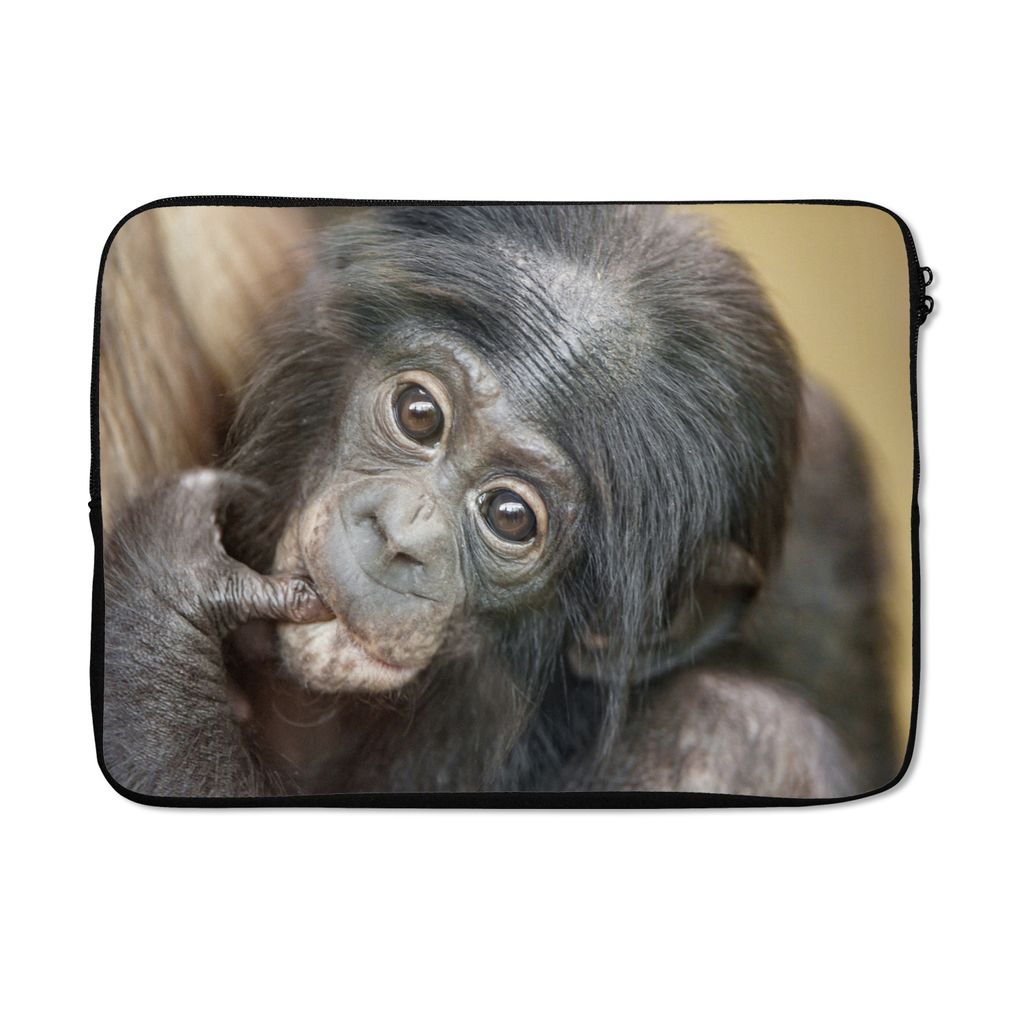 MuchoWow Laptop Hülle 13 Zoll Schimpansenjunge aus nächster Nähe Laptoptasche - Laptophülle - Sleeve - Rundumschutz