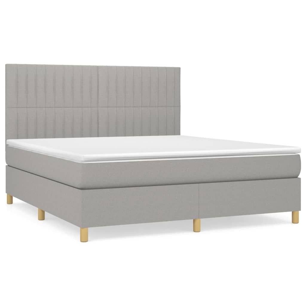 SYFAX Boxspringbett mit Matratze Hellgrau 180x200 cm Stoff