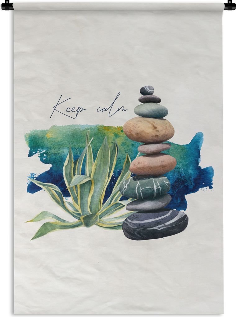 MuchoWow Wandteppich Wandbehang Steine - Pflanze - Meer 90x135 cm Tapisserie Dekoration Wandtuch - Baumwolle - Wandskulptur