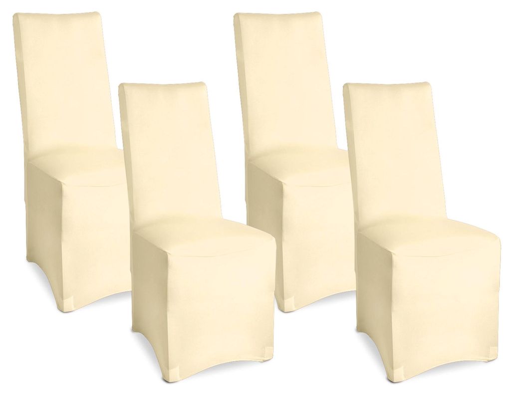 Beautissu Bankett Stuhlhussen 4er Set Leona, 45x90cm, Ecru