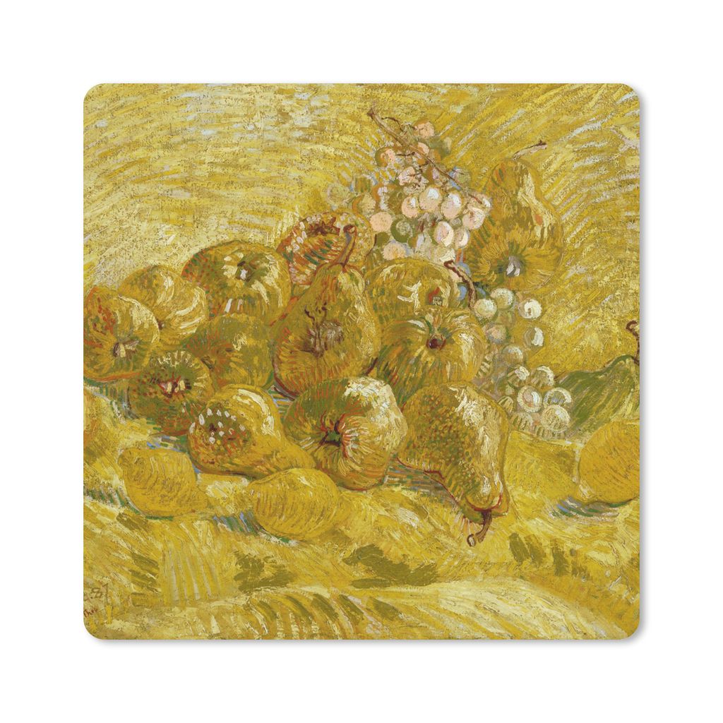 MuchoWow Mauspad Mousepad Quitten, Zitronen, Birnen und Trauben - Vincent van Gogh 30x30 cm - Mousepads - Maus Mat - Pad - Mausunterlage - Gaming