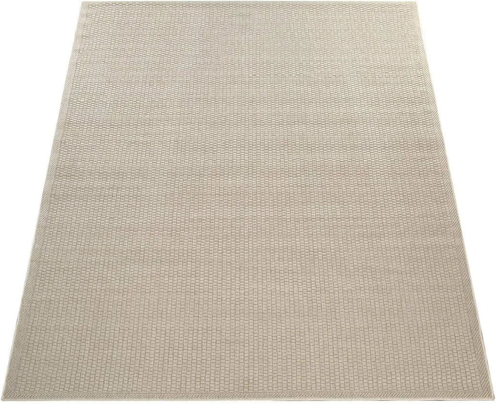 Tapis de terrasse uni 140x200 tissage plat aspect sisal résistant météo