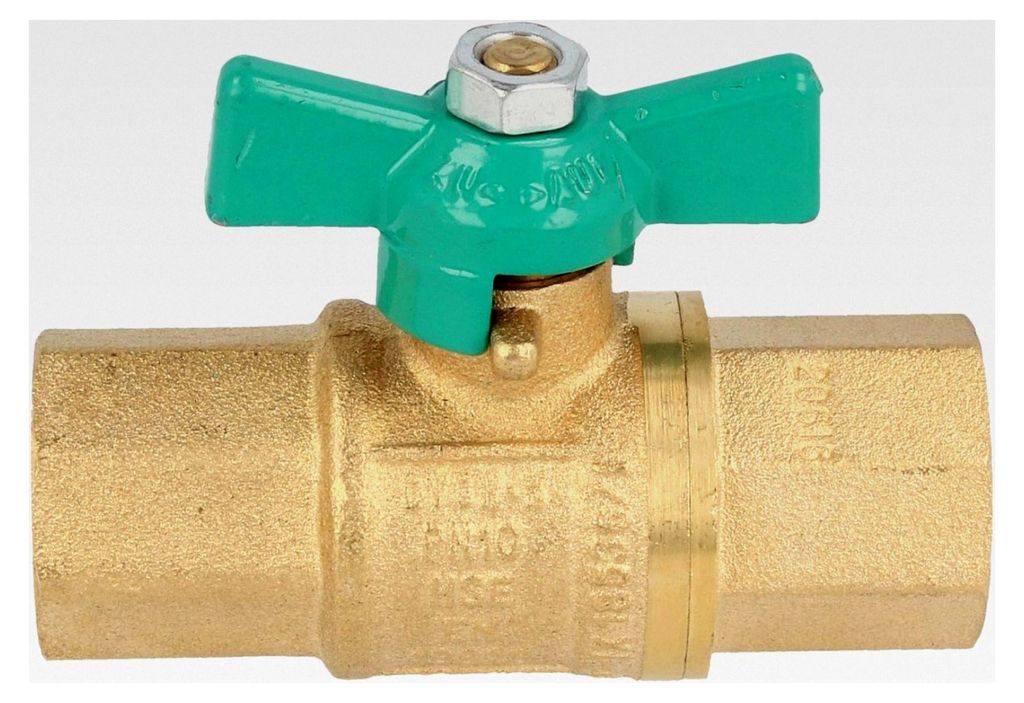 Trinkwasser-Kugelhahn mit Flügelgriff, Innengewinde 1/2 Zoll, Messing, Grün