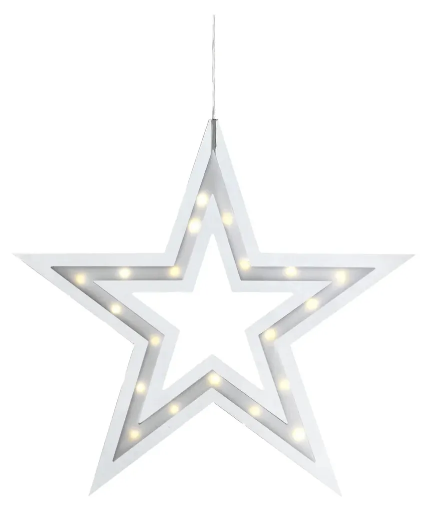 Ornement lumineux LED Star blanc 40cm 1.2W KVILLE décor scandinave