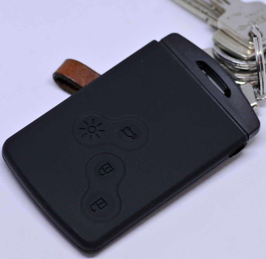 Auto Schlüssel Hülle Silikon Schutz Cover Schwarz kompatibel mit Renault Captur Clio Grand Scenic ZOE Schlüsselkarte 4 Tasten KEYLESS SMARTKEY