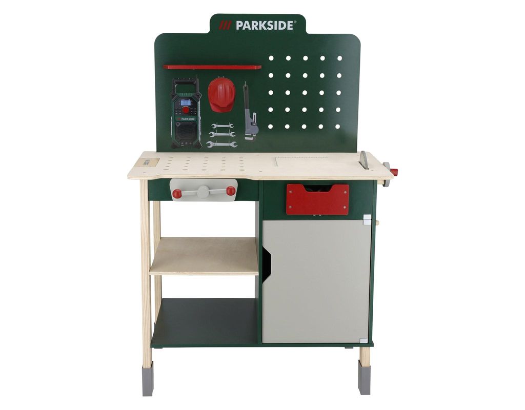 Lupilu® Holz-Werkbank Kinder Spiel mit realistischen Produktbild 