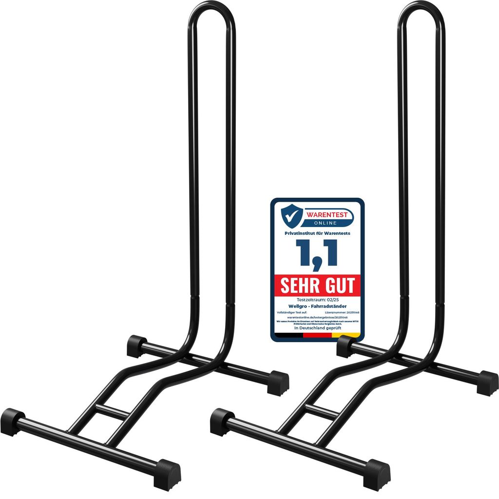 2 x WELLGRO Fahrradständer - Stahl sicherer Stand MTB Produktbild 