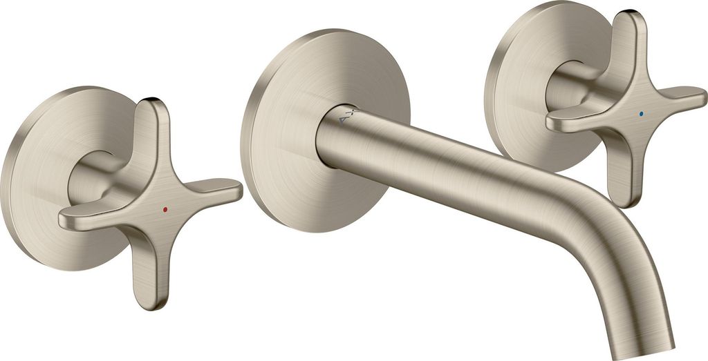 hansgrohe AXOR One 3-Loch Waschtischarmatur Unterputzmodell für Wandmontage, Auslauf 160mm, mit Kreuzgriffen, 48130820