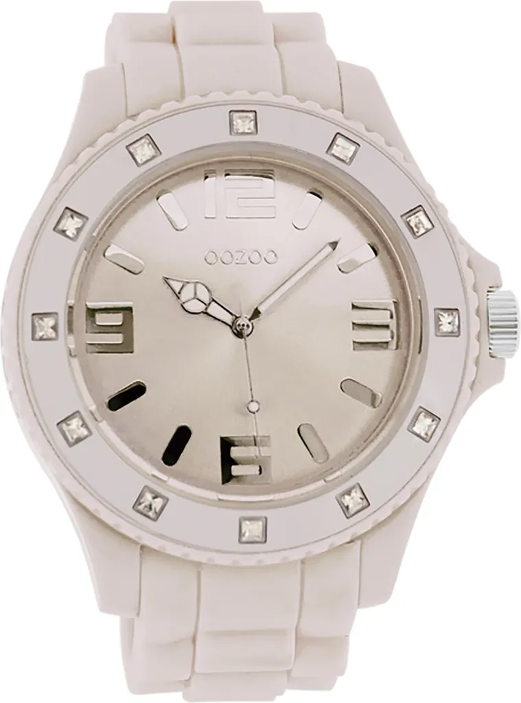 Montre Vintage Oozoo UOC4338A en silicone beige marron clair flexible