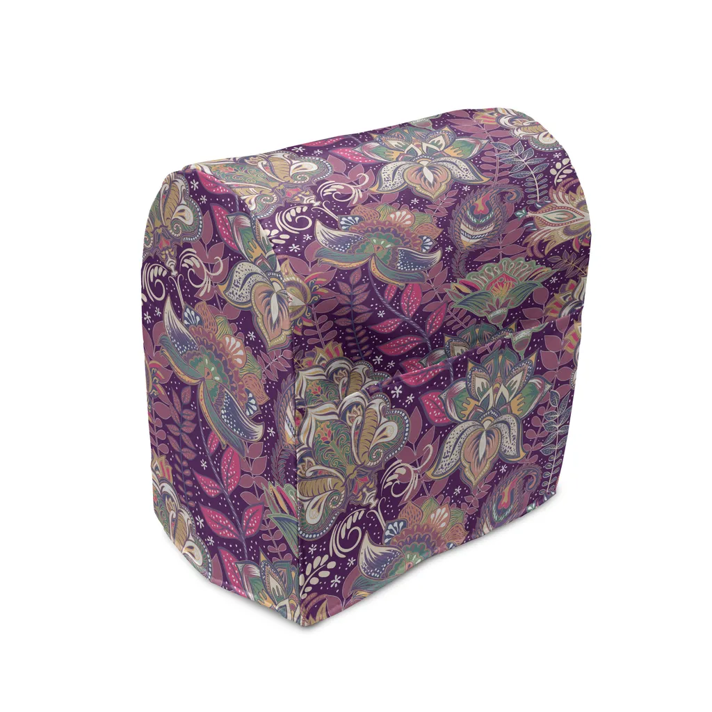 Couverture Anti-Poussière pour Mixeur Mauve Fleurs Mehndi avec Poches