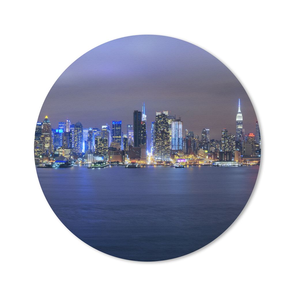 MuchoWow Mauspad Mousepad New York - Skyline - Nacht 40x40 cm - Mousepads - Maus Mat - Pad - Mausunterlage - Schreibtisch Accessoires