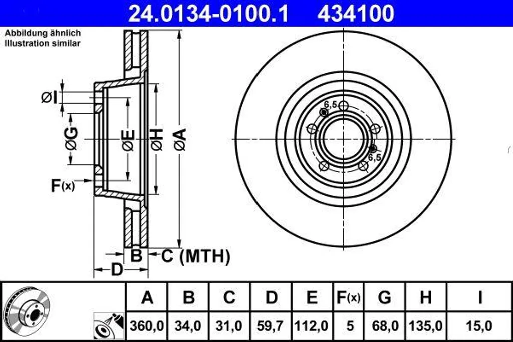 Disque de frein de remplacement pour Audi A8 4E et Phaeton 3D0615301M