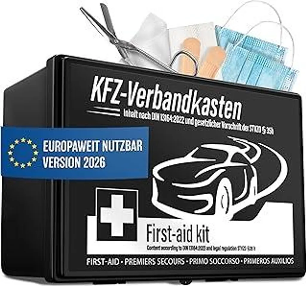 Kit Primo Soccorso Auto 2026 HELDENWERK - Obbligatorio per Viaggi Estero - 1