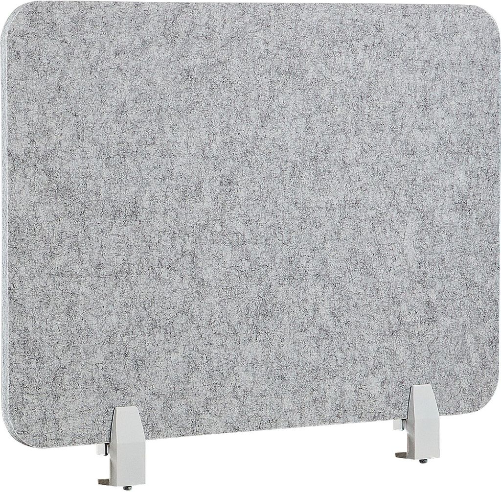 BELIANI Schreibtisch Trennwand Grau Stoff PET Kunststoff 72 x 50 cm zum Aufstellen Klemmen Schallschutz Sichtschutz Pinnwand Büro Home Office