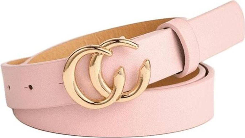 Eleganter Doppel-C-Gürtel für Damen in Rosa – Hochwertiges Kunstleder KP12573