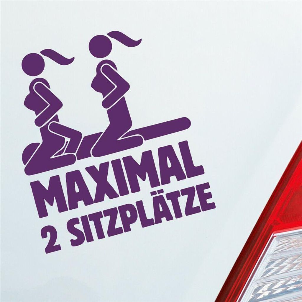 Auto Aufkleber Maximal Zwei Sitzplätze Sex Dreier Sexy 9x10 cm Lila Sticker Heckscheibenaufkleber