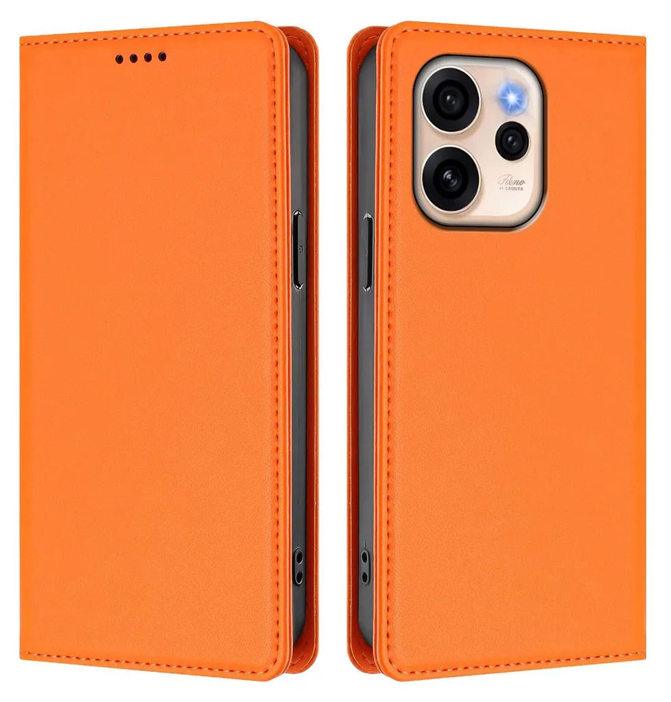 Custodia Oppo Reno15 Pro Arancione | Pelle Vegan e Stand Magnetico
