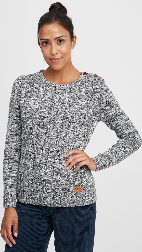 OXMO OXPhia Damen Strickpullover Grobstrick Pullover mit Rundhals-Ausschnitt 100% Baumwolle Regular fit