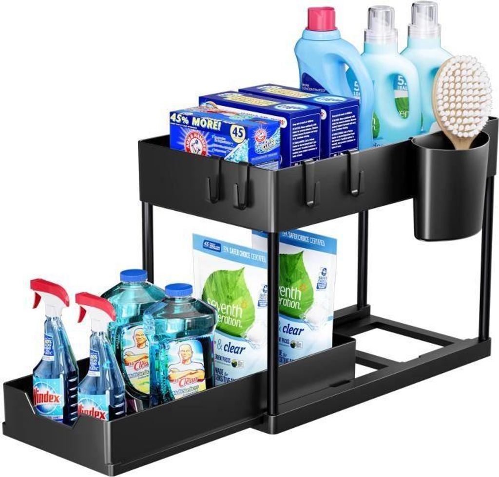 Set mit 1 zweistöckigem Spülbeckenunterschrank mit herausnehmbaren Schubladen, Küchenunterschrank-Organizer