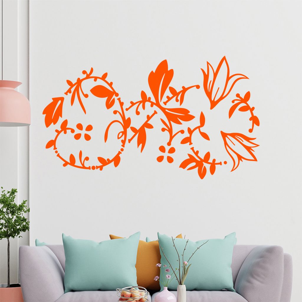 Blumenranke - Linien Wandtattoo in 6 Größen - Wandaufkleber Wall Sticker - Dekoration, Küche, Wohnzimmer, Schlafzimmer, Badezimmer