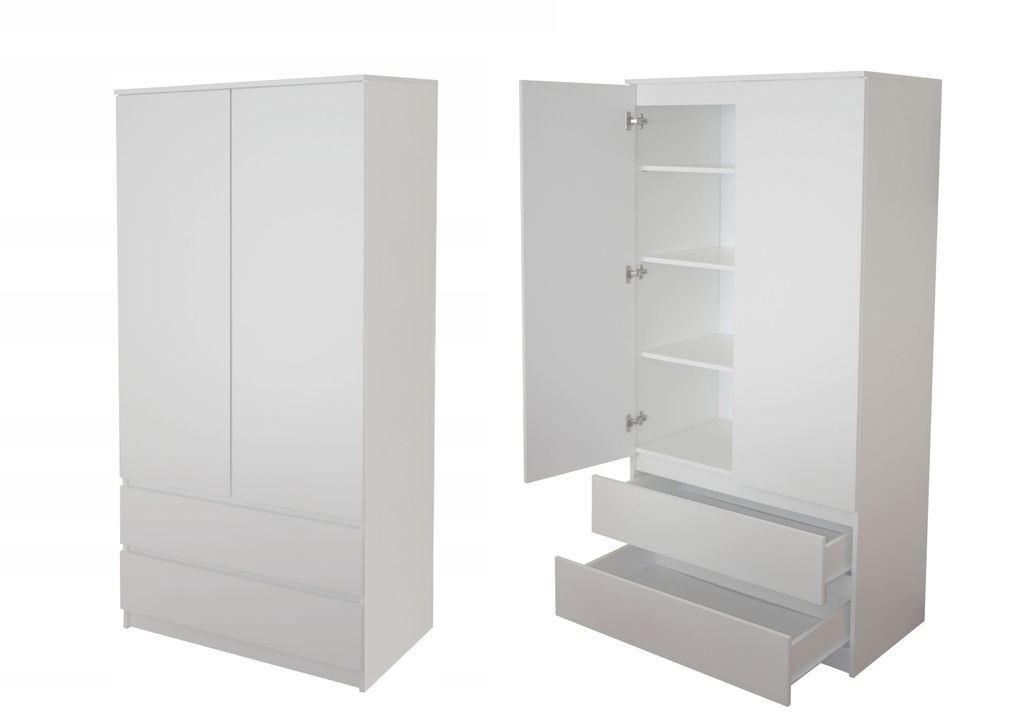 Kleiderschrank Schrank weiß 180cm Höhe 90cm Breite mit 2 Produktbild 