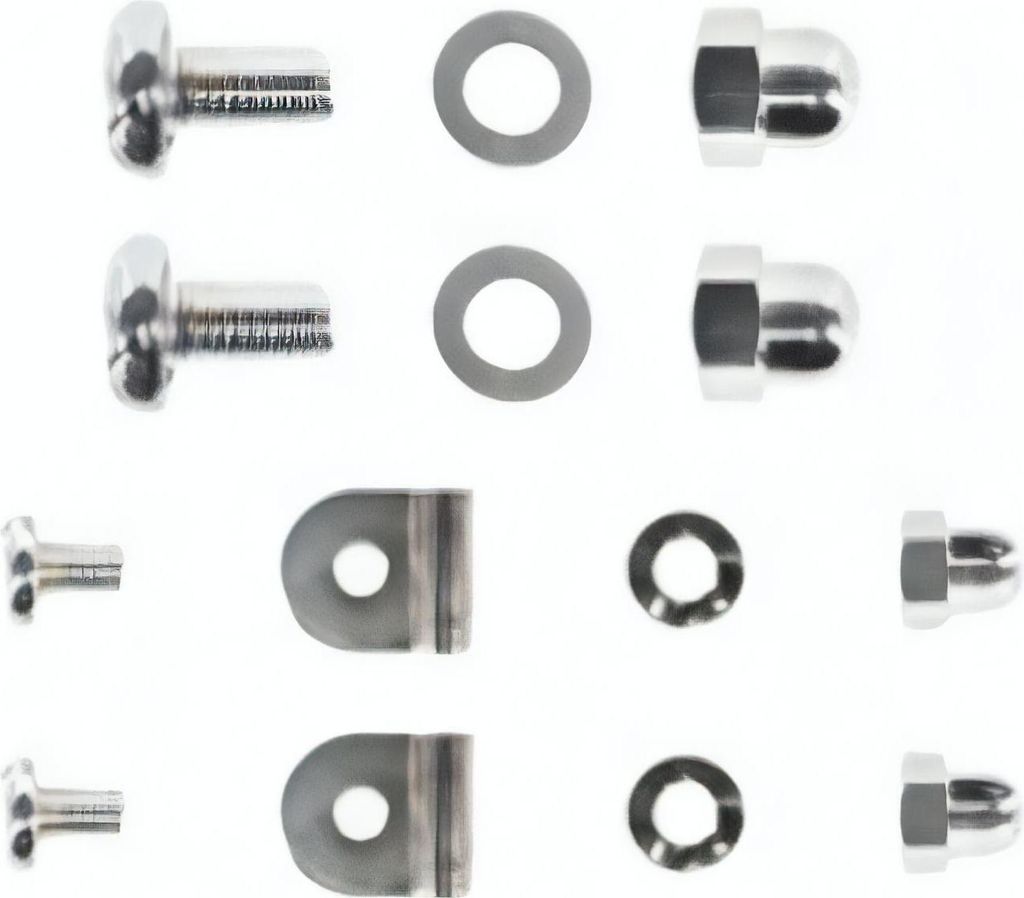 SET Zierschrauben, Kederklemmen, Hutmuttern (verchromt) + Federscheiben - für KR51