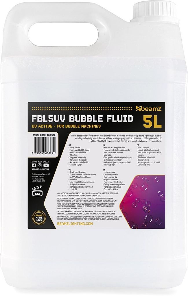 BeamZ 160577, Sprudelmaschinenflüssigkeit, 5000 ml, 1 Produktbild 