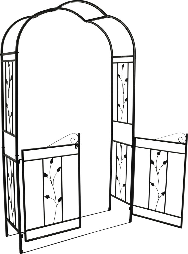Rosenbogen Mit Sitzbank - Gartenbogen Metall 220cm Schwarz