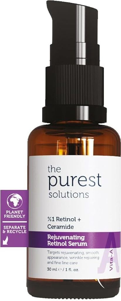 The Purest Solutions Vita-A verjüngendes Retinol Serum (1% Retinol + Ceramide) - Fördert die Hautfeuchtigkeit - Reduziert Falten und Hautalterung