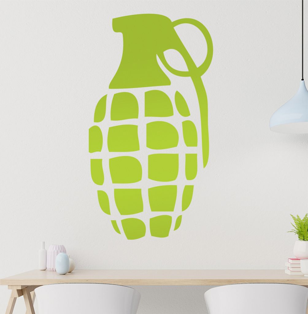 Handgranate Granate Wandtattoo in 6 Größen - Wandaufkleber Wall Sticker - Dekoration, Küche, Wohnzimmer, Schlafzimmer, Badezimmer