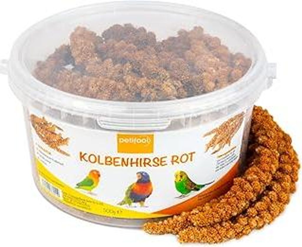 petifool Kolbenhirse rot 500g - Einzelfuttermittel für alle Ziervögel - Vogelfutter - 100% Natur