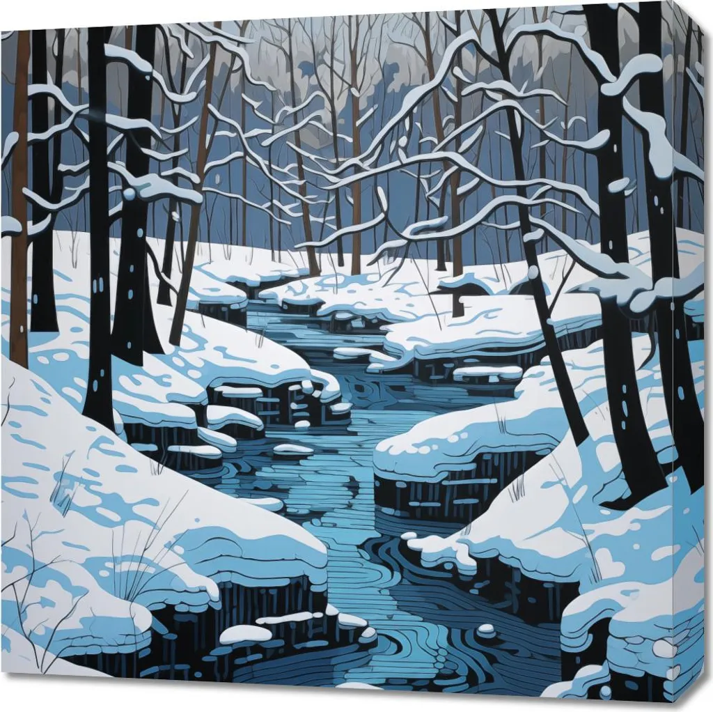 Pixxprint Stampa Su Tela Foresta D'Inverno 70x70 Cm - Quadro Moderno Made In Germany