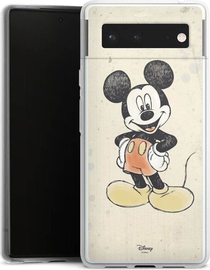 DeinDesign Handyhülle für Google Pixel 6 Silikon Hülle Case Smartphone Schutzhülle Mickey & Minnie Mouse Offizielles Lizenzprodukt Wasserfarbe