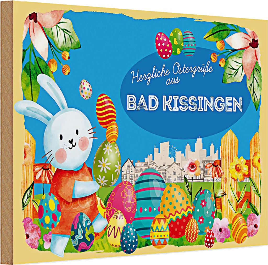 Holzschild Ostern Ostergrüße 30x20cm BAD KISSINGEN