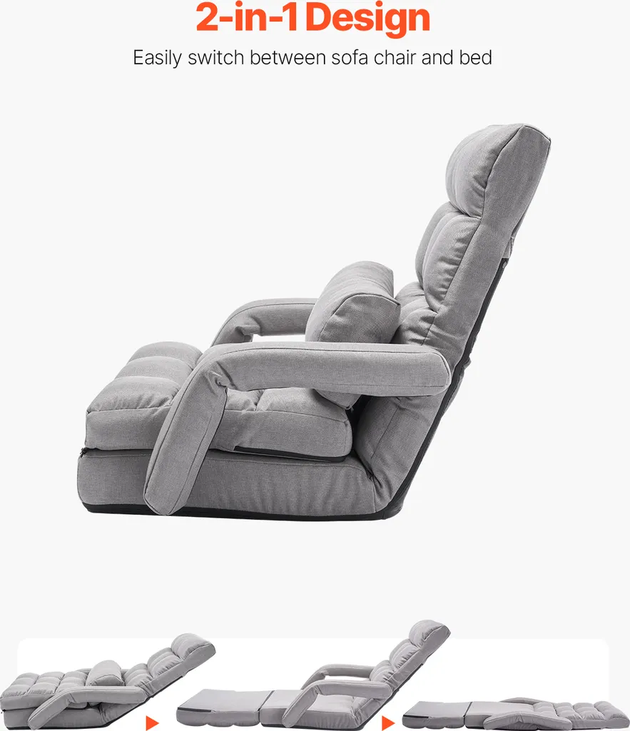 Canapé convertible au sol pliant : lit d'appoint réglable multi-usage - 5